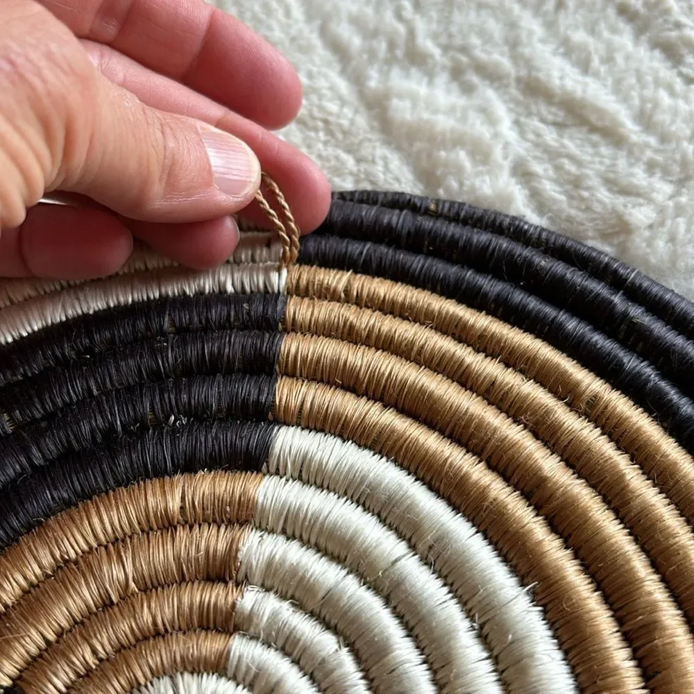 Set of 3 Round‎ African handwoven Binga wall decor plates